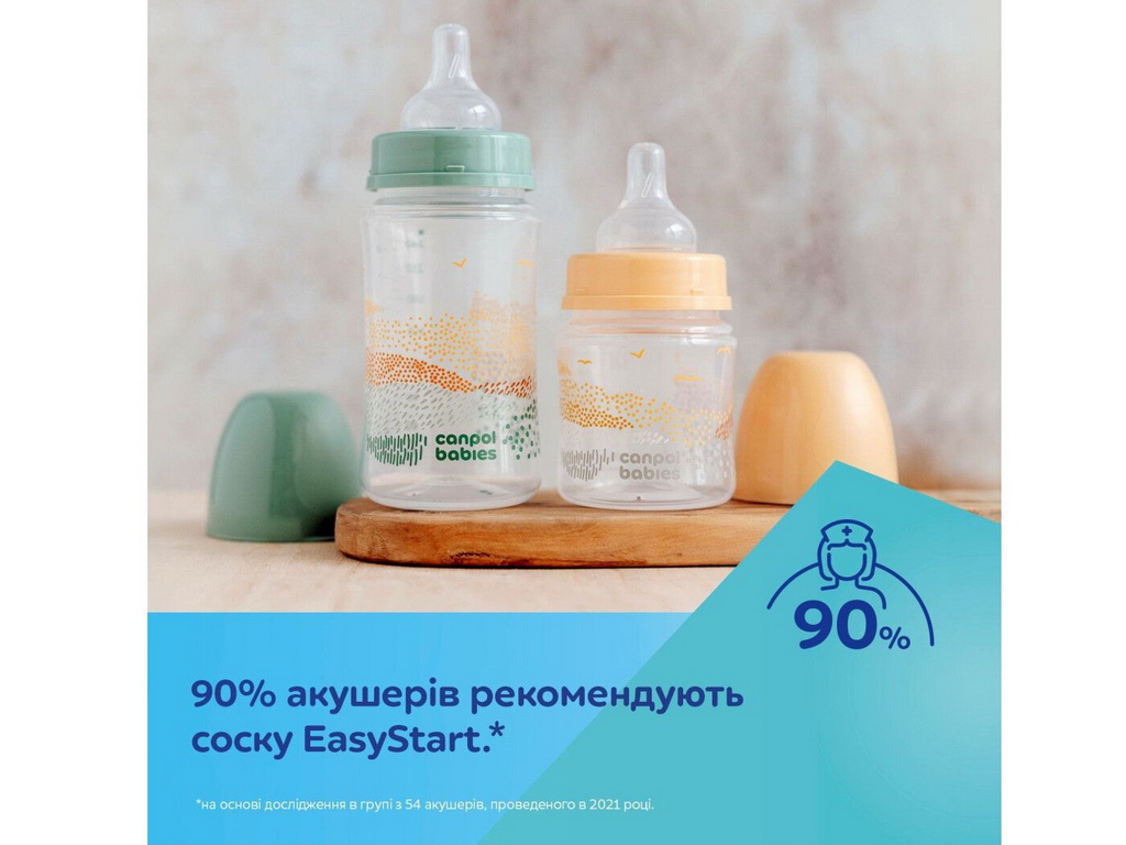 Бутылка антиколиковая с широким отверстием 120 мл Easystart MOUNTAINS – зеленая. Canpol Babies 35/24