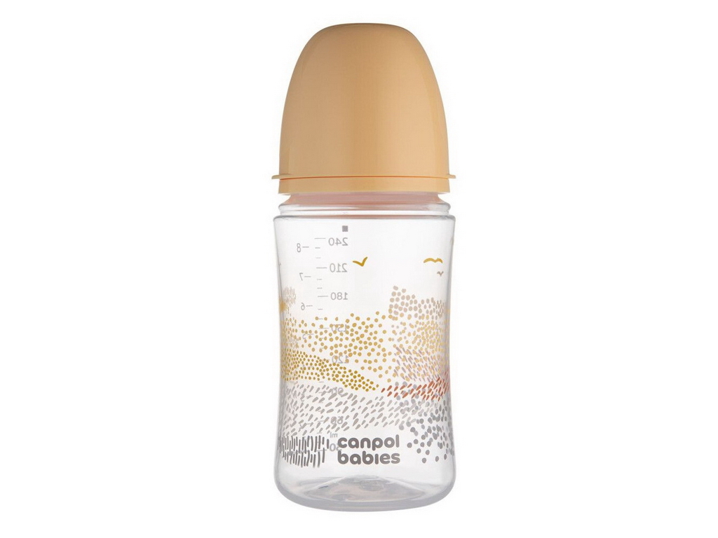 Бутылка антиколиковая с широким отверстием 240 мл Easystart MOUNTAINS - бежевая. Canpol Babies 35/24