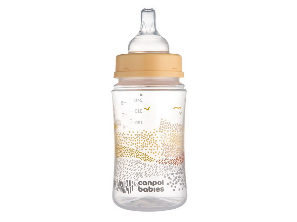 Бутылка антиколиковая с широким отверстием 240 мл Easystart MOUNTAINS - бежевая. Canpol Babies 35/24