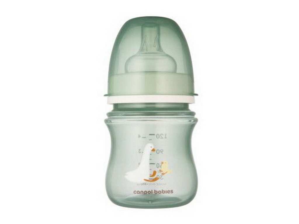 Бутылка антиколиковая с широким отверстием 120 мл Easystart - Гуси. Canpol Babies 35/244