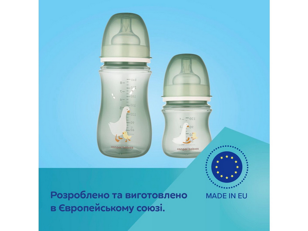 Бутылка антиколиковая с широким отверстием 120 мл Easystart - Гуси. Canpol Babies 35/244