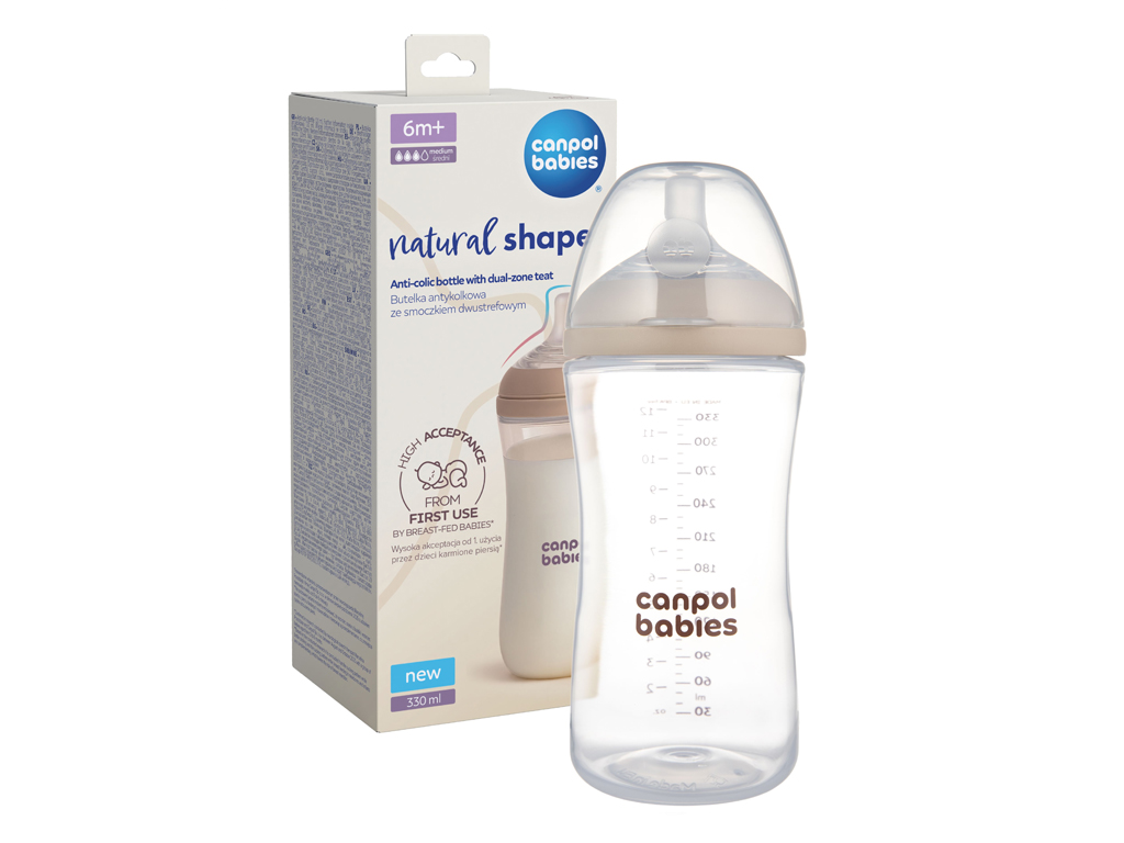 Бутылочка антиколиковая Natural Shape с соской Dual-zone 330 мл, Canpol babies 35/402