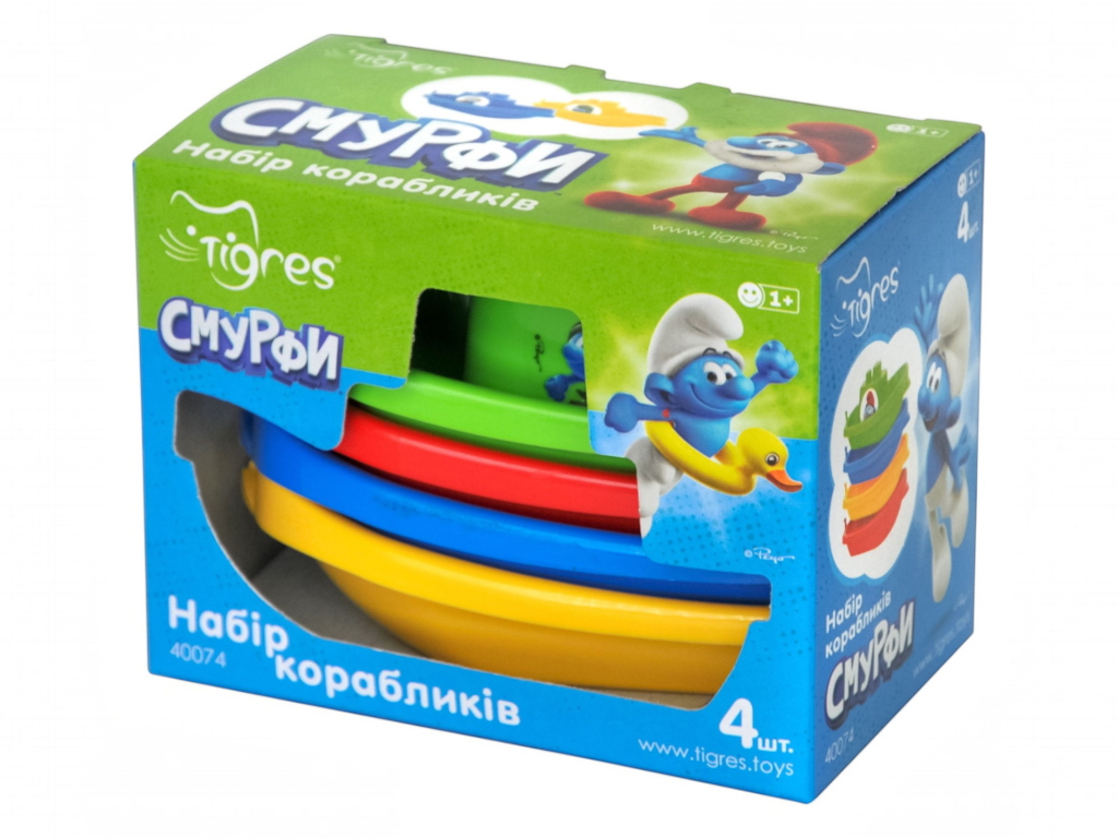 Набір корабликів 4 шт., СМУРФИ, Tigres 40074