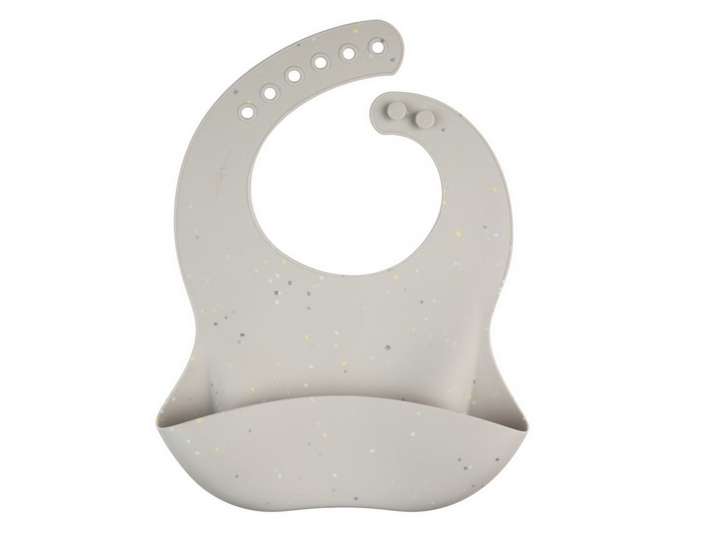 Слюнявчик силиконовый Dots с карманом, серый, 51/029_GREY, Canpol Babies