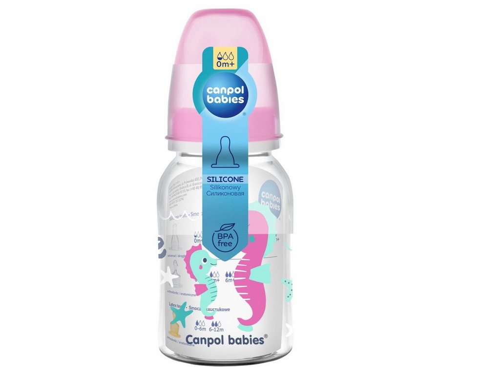 Бутылка PP LOVE&SEA 120 мл – розовая. Canpol Babies 59/300