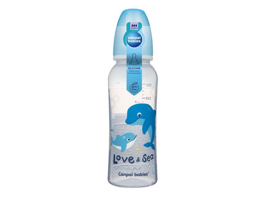 Бутылка PP LOVE&SEA 250 мл – голубая. Canpol Babies 59/400_blu