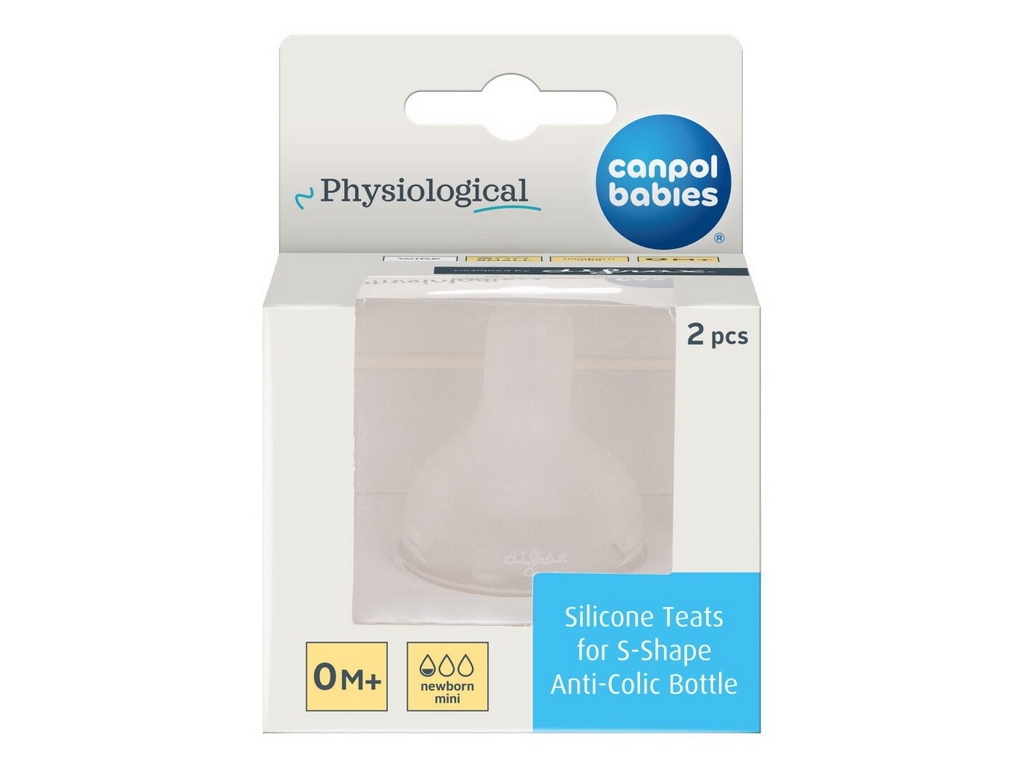 Соска силиконовая для бутылочки S-Shape S мини 2 шт. Canpol Babies 59/891