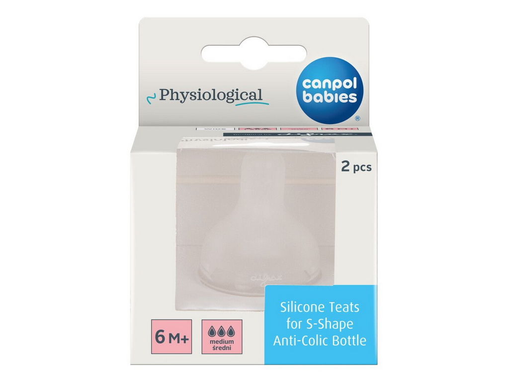 Соска силиконовая к бутылке S-Shape L средняя 2 шт. Canpol Babies 59/893