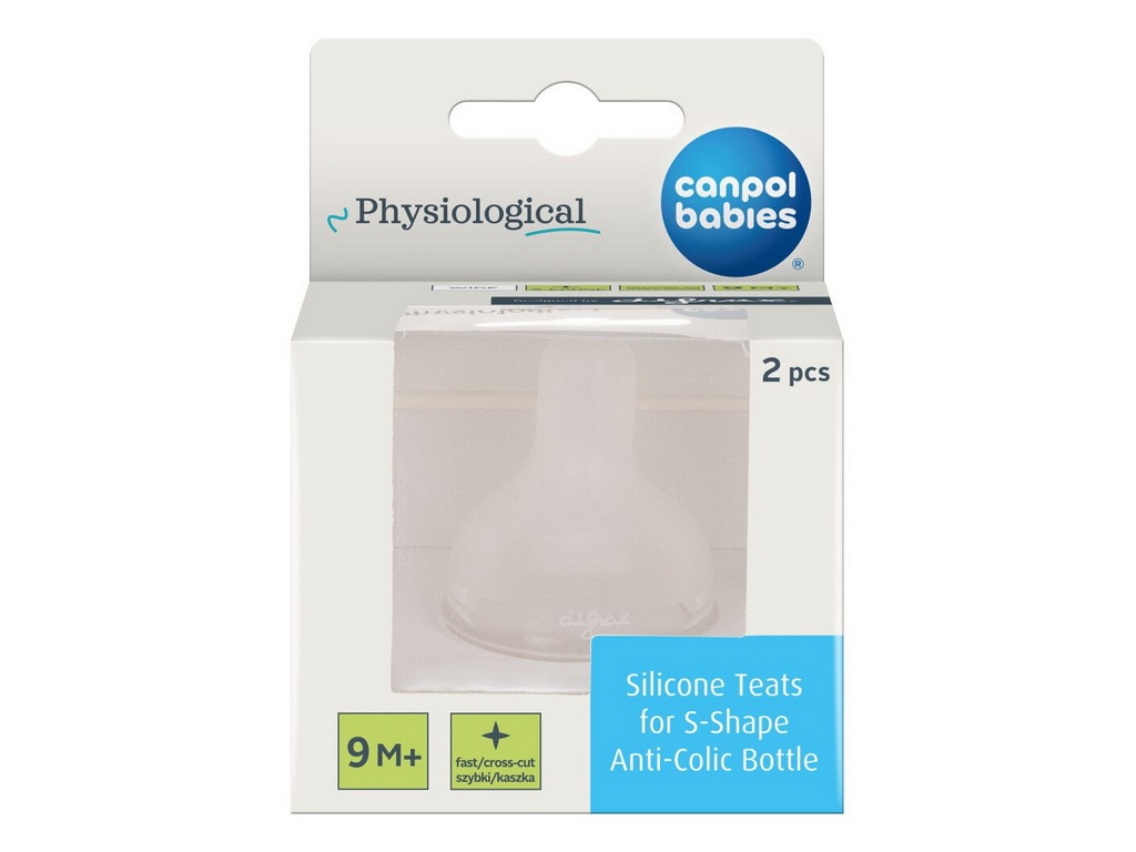 Соска силиконовая к бутылке S-Shape XL смешанная 2 шт. Canpol Babies 59/894