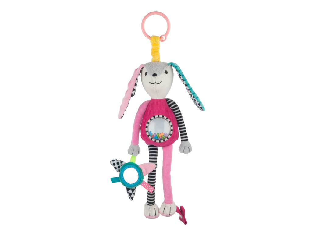 Игрушка подвесная с погремушкой и зеркалом Длинные ушки 68/061_PIN, 37 см, Canpol Babies