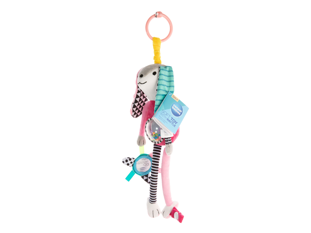 Игрушка подвесная с погремушкой и зеркалом Длинные ушки 68/061_PIN, 37 см, Canpol Babies