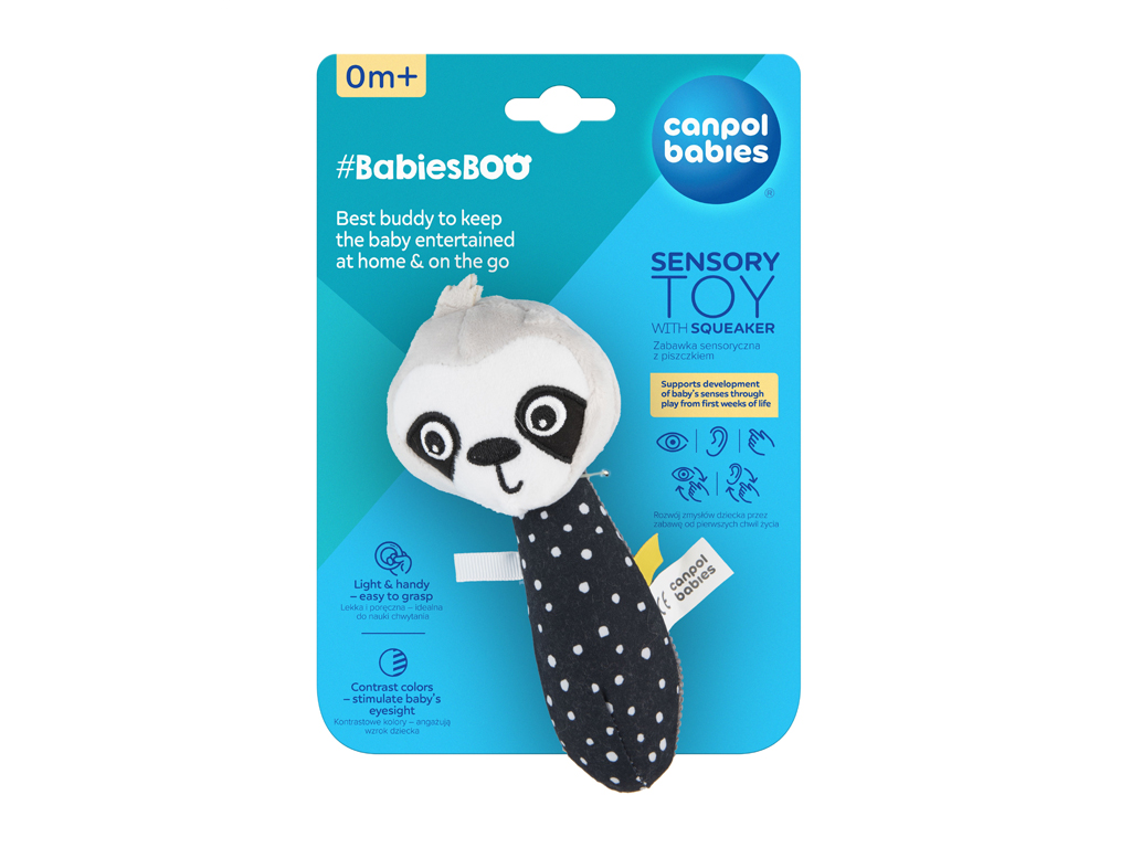 Игрушка сенсорная с пищалкой BabiesBoo Линивец, 22 см, издает звуки, Canpol Babies