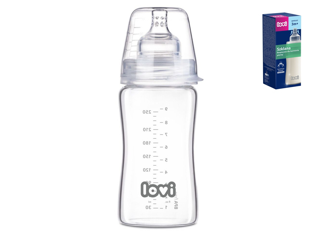 Бутылочка стеклянная 250 мл, LOVI 74/206