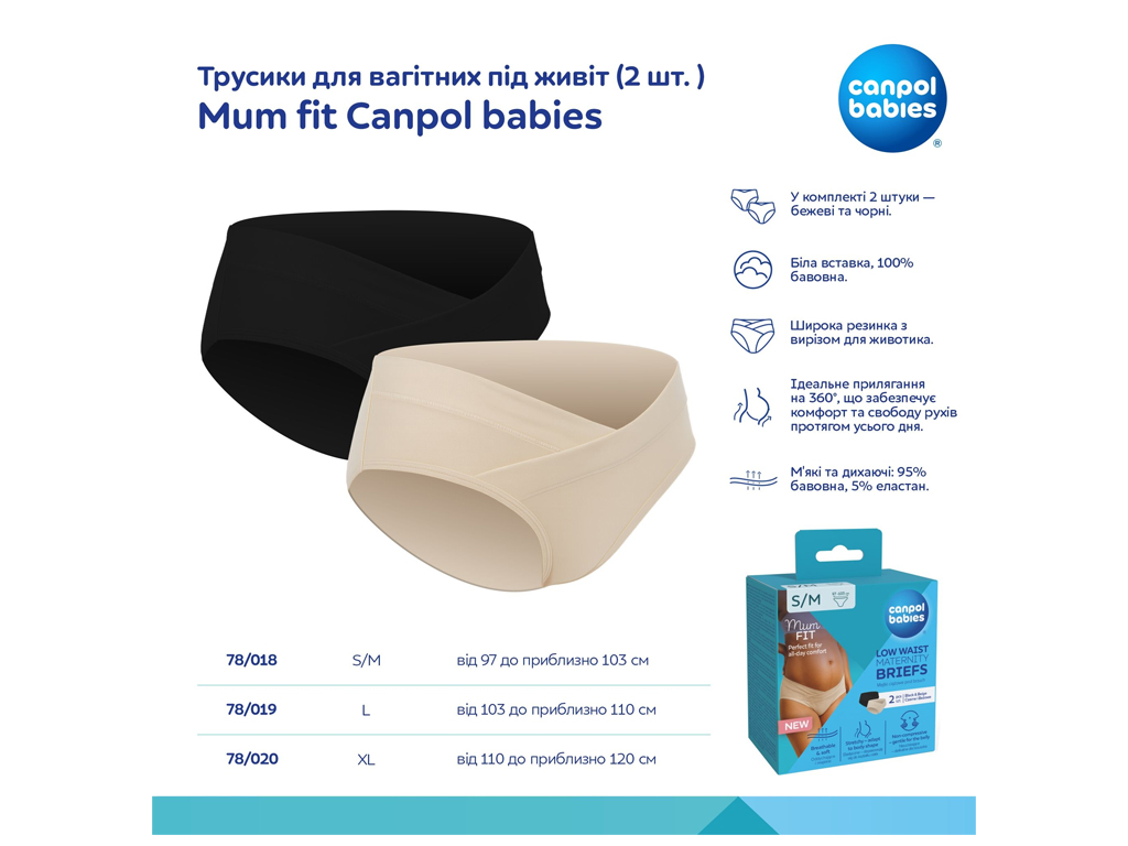 Трусики для беременных Mum fit под живот 2 шт. S/M, Canpol babies 78/018