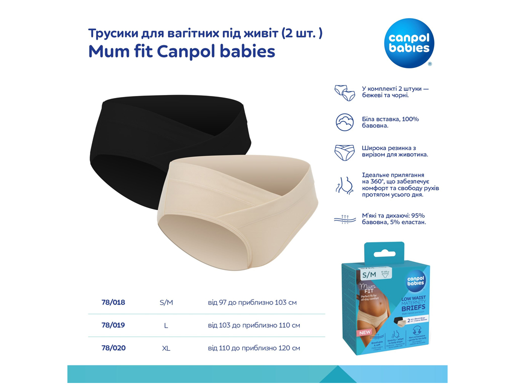 Трусики для беременных Mum fit под живот 2 шт. XL, Canpol babies 78/020