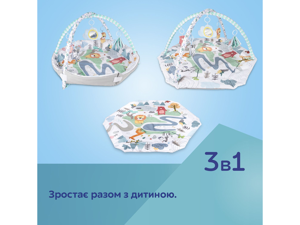 Килимок розвиваючий з дугами Safari 81/100, 76 см, 5 підвісок, Canpol Babies