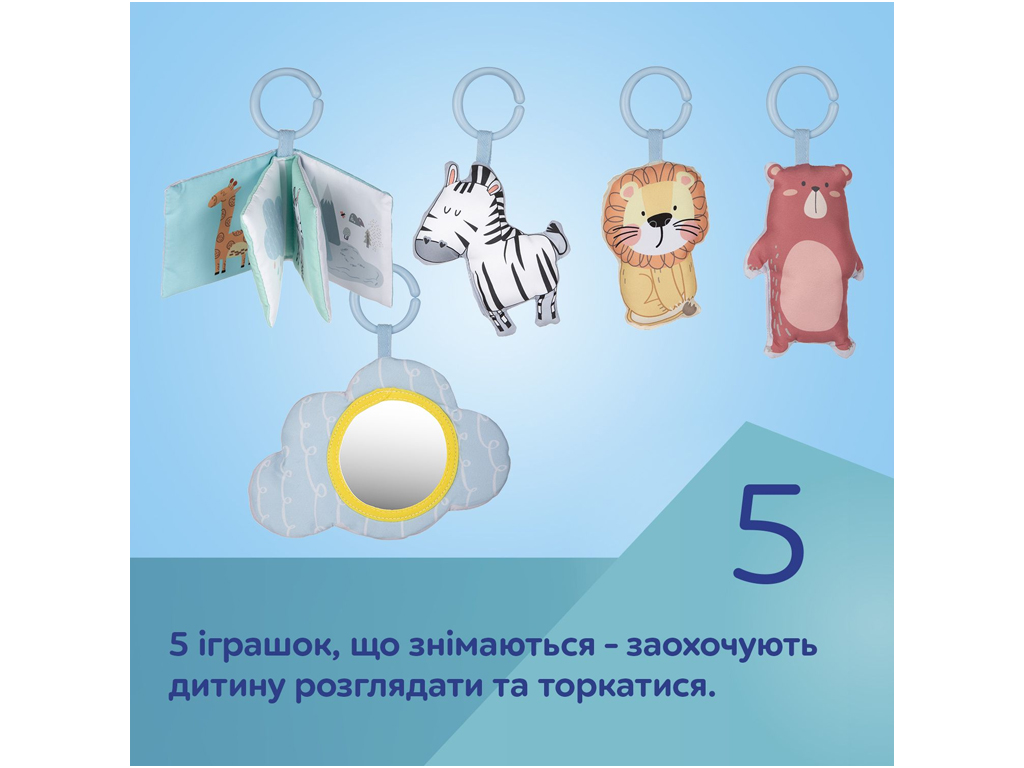 Килимок розвиваючий з дугами Safari 81/100, 76 см, 5 підвісок, Canpol Babies