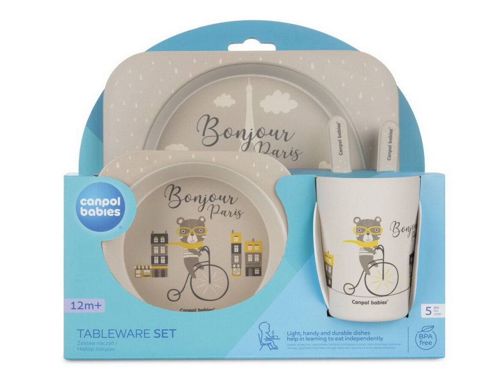 Набор посуды 5 эл. BONJOUR PARIS – бежевый. Canpol Babies 9/227_bei