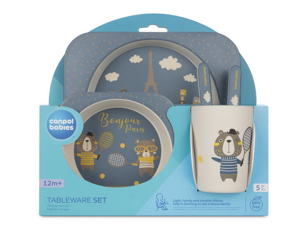 Набор посуды 5 эл. BONJOUR PARIS – синий. Canpol Babies 9/227_blu