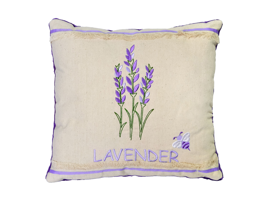 Подушка декоративная Lavender, квадратная подушка с вышивкой лаванды, ПД-0496, Tigres