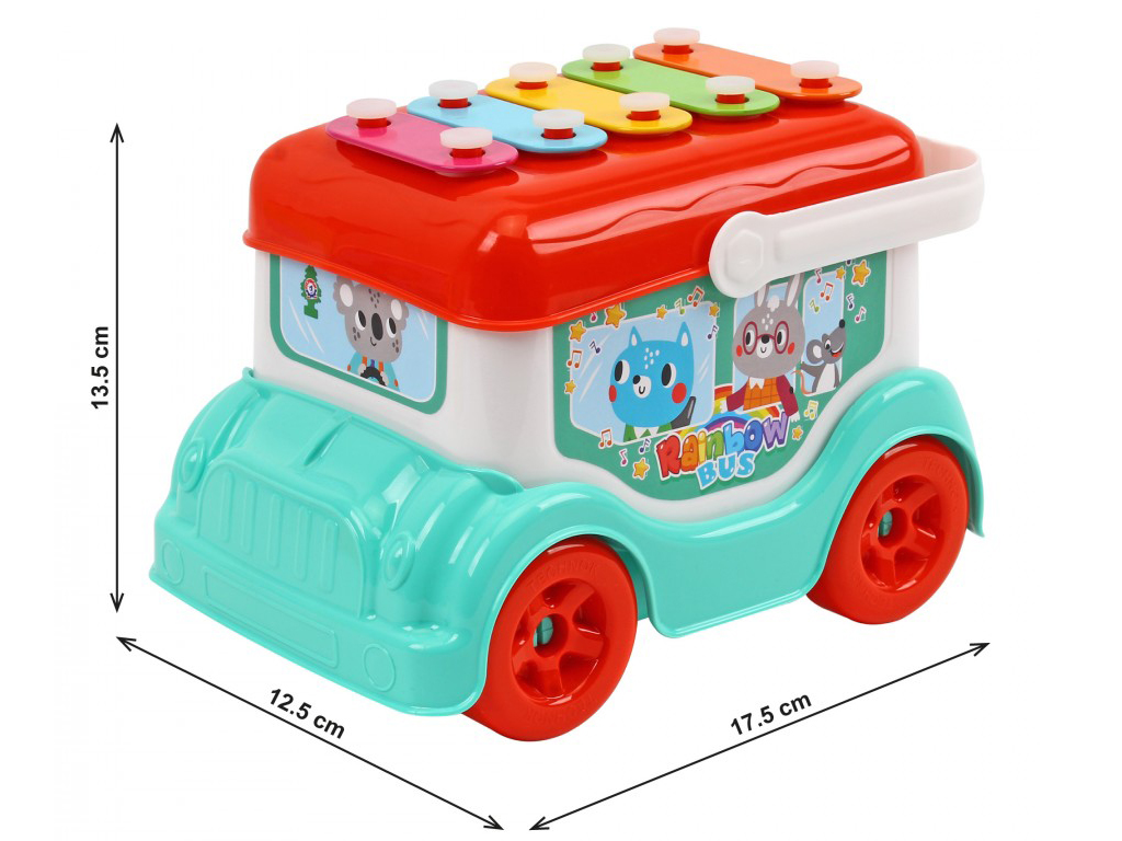 Игрушка автобус-ксилофон пластиковый ТехноК с палочками, 19 см