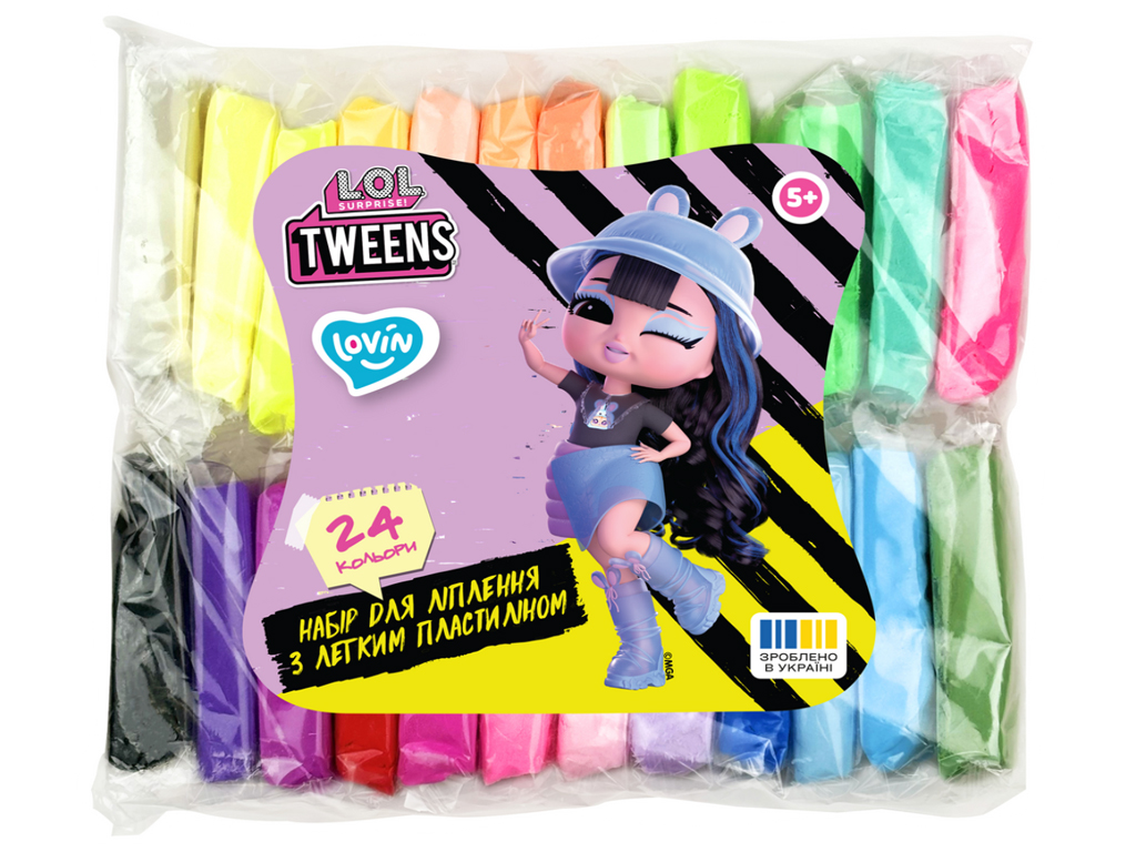 Набор для лепки с воздушным пластилином Tweens, 24 цвета неон, LOL Surprise!, TM LOVIN'DO