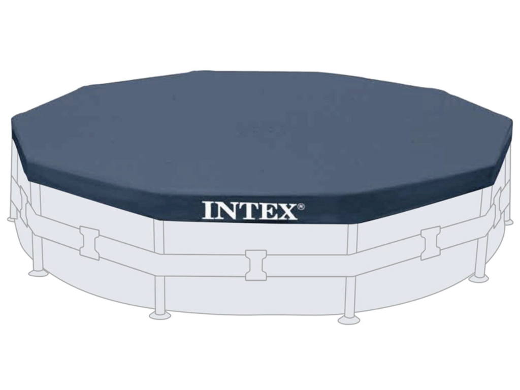 Тент-покривало Intex 28030, ПВХ-брезент, для круглих каркасних басейнів, 305см, колір синій