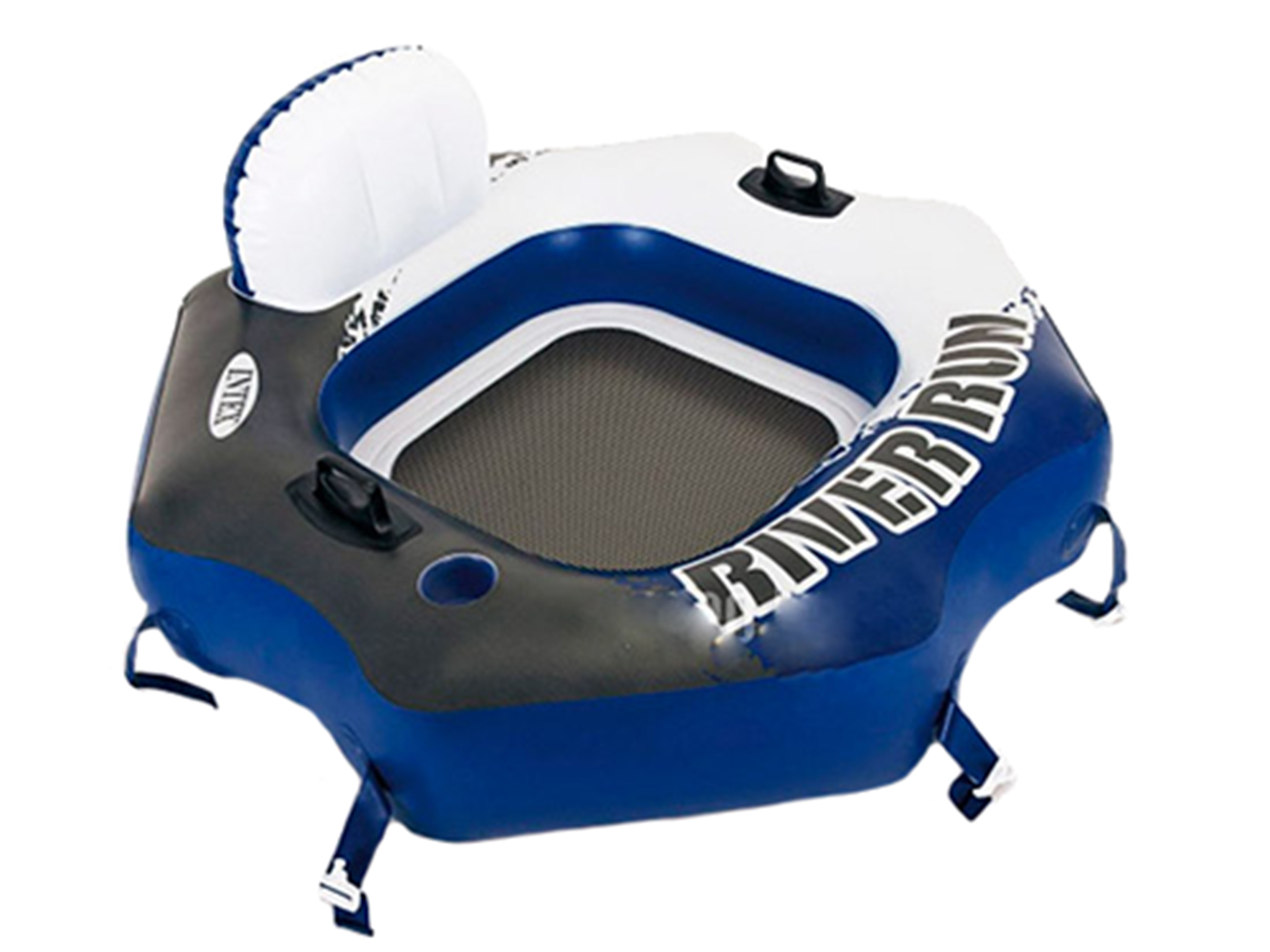Надувне крісло Intex 58854 River Run Connect, ПВХ, з підстаканником, спинкою, сіткою, 130×126см