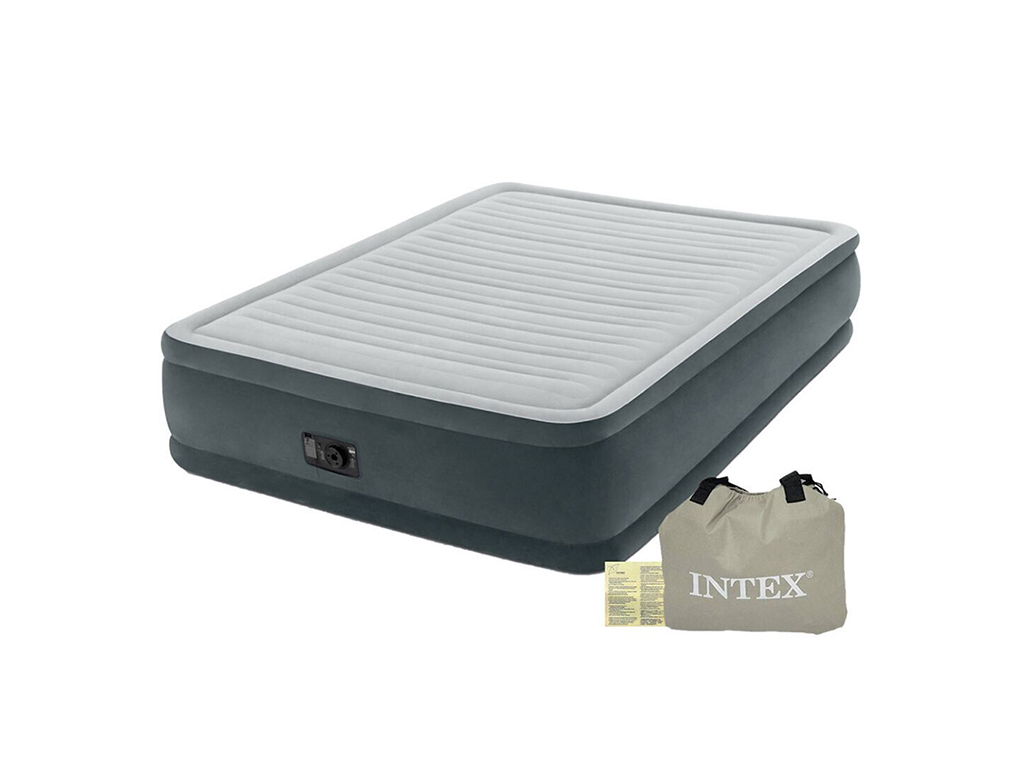 Надувная кровать Intex 64126, Dura-Beam Plus, встроенный электронасос, 203×152×46см, цвет серый