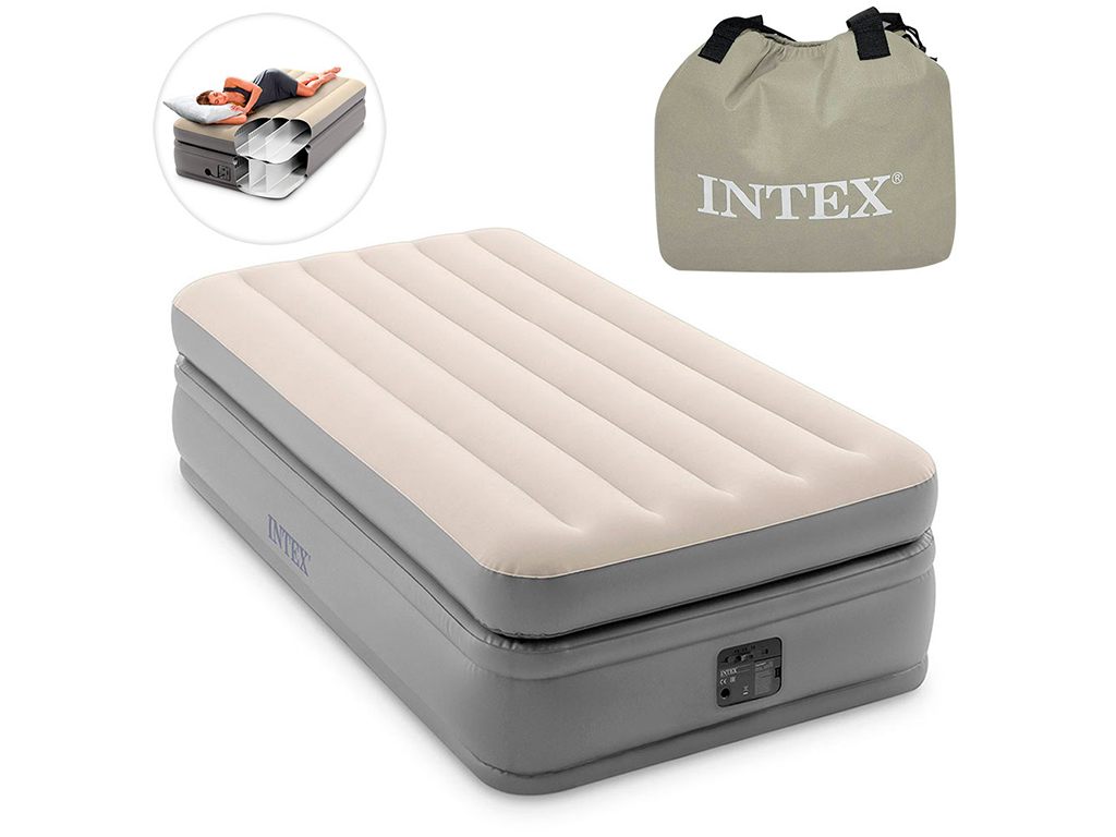 Надувне ліжко Intex 64162, Premier comfort, вбудований електронасос, 191×99×51см, колір бежевий