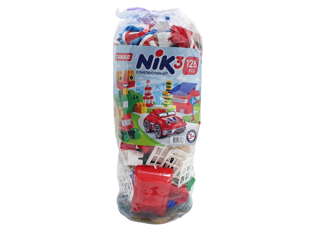 Конструктор детский NIK-3, 128 деталей, пластиковые блоки для сборки, Юника