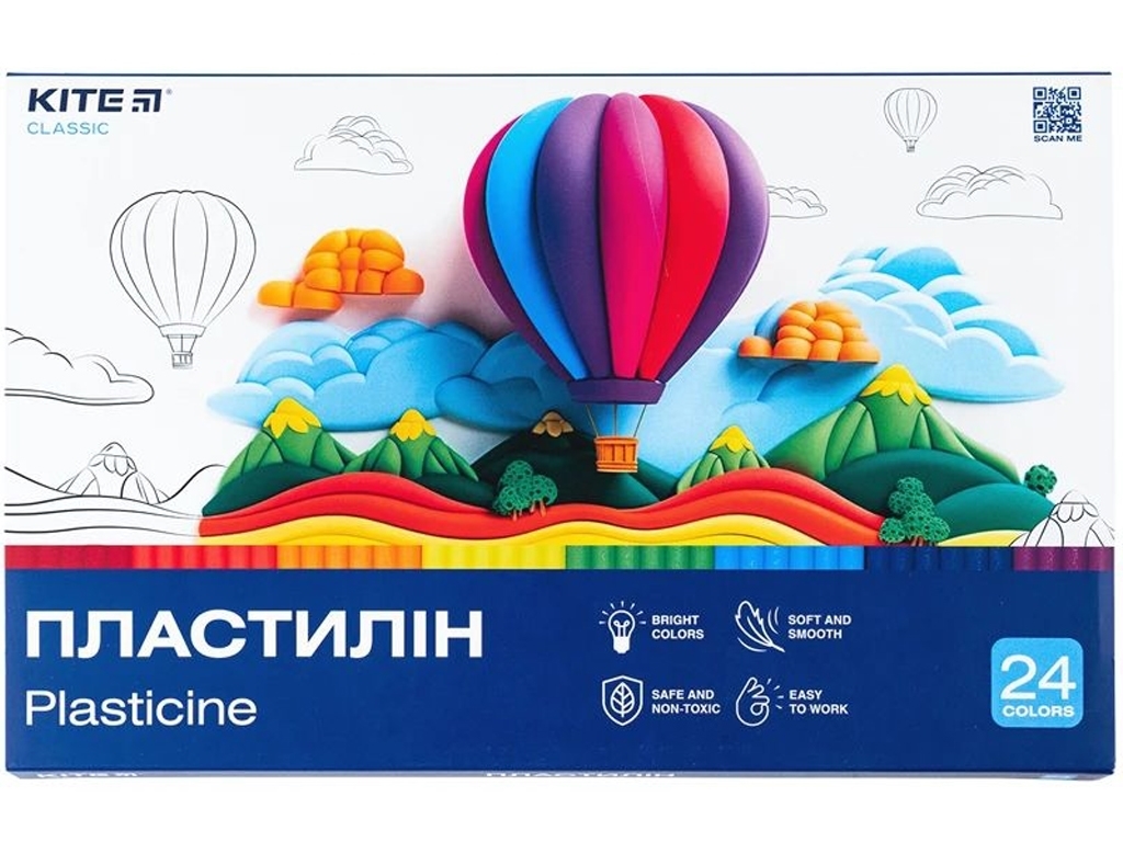 Пластилин Classic 24 цвета 480 грамм, Kite Уценка