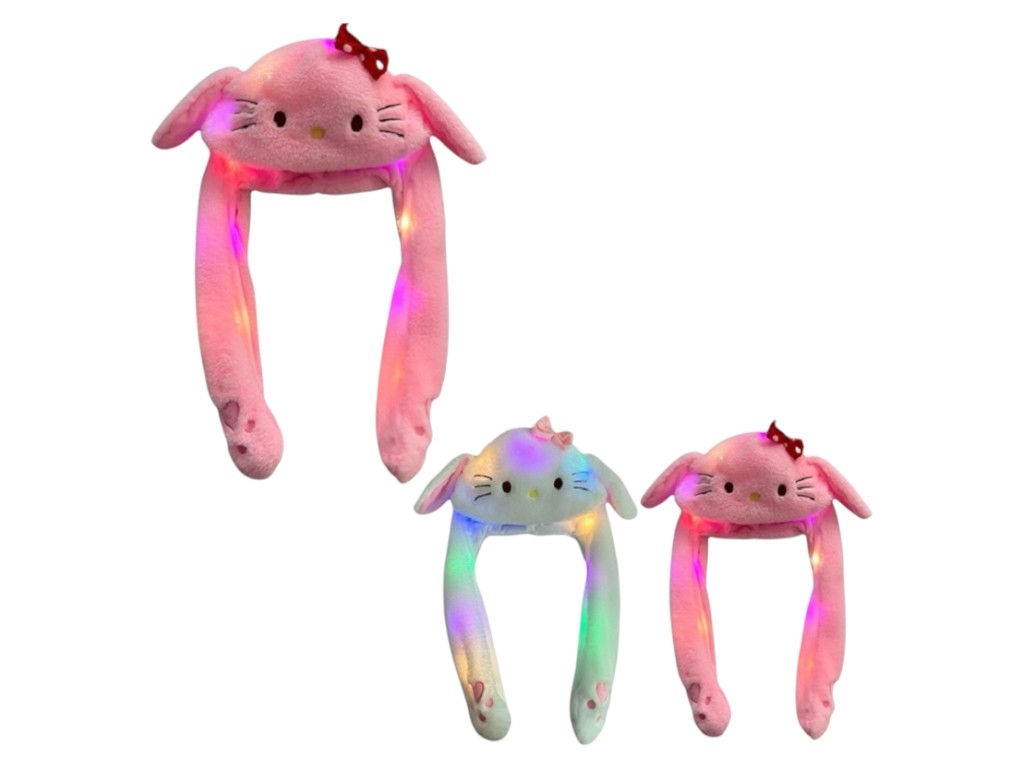 Шапка игрушечная Hello Kitty с подсветкой и подвижными ушами, мягкий искусственный мех, 2 вида