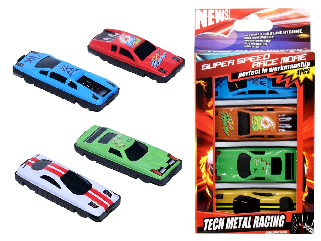 Игрушечный набор машинок Tech Metal Racing, 4 шт, металлические машинки, микс видов, BT-040-4