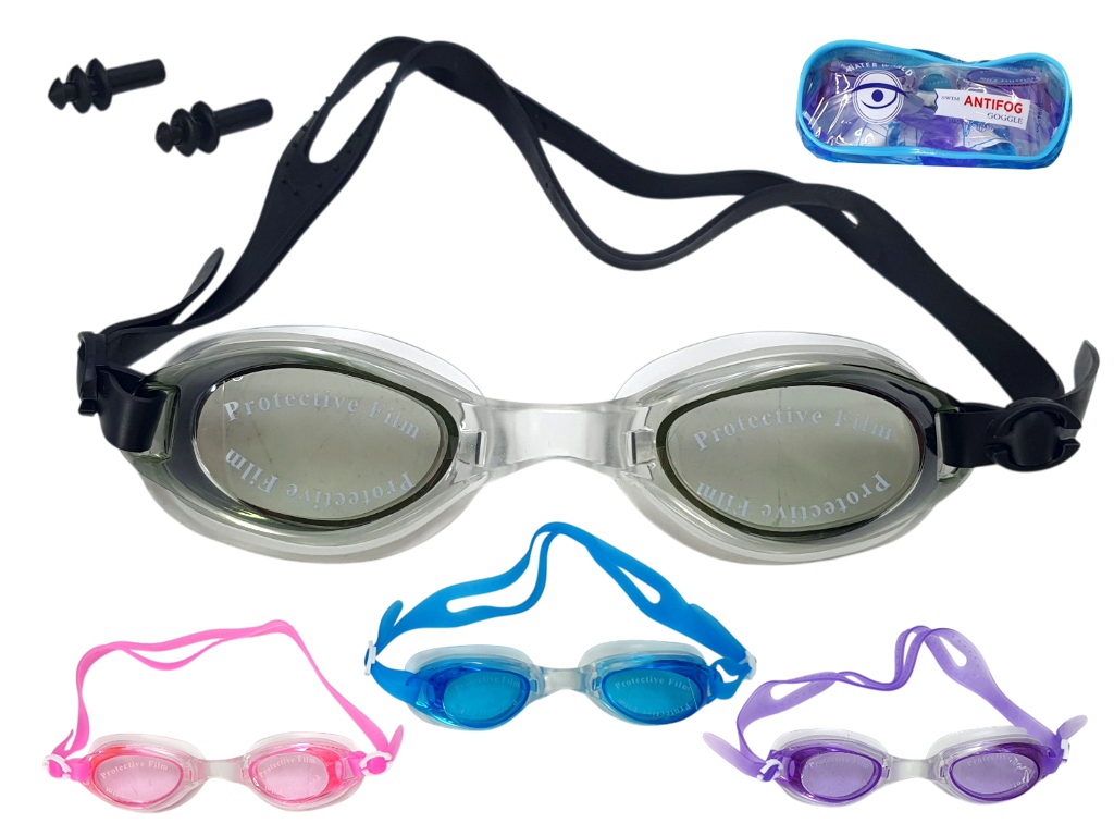 Очки для плавания с футляром Swim Antifog Goggles, 12-18 лет, 5 цветов
