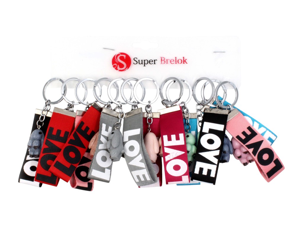 Брелок пластиковый Кролик с лентой LOVE, микс цветов (цена за 1шт)