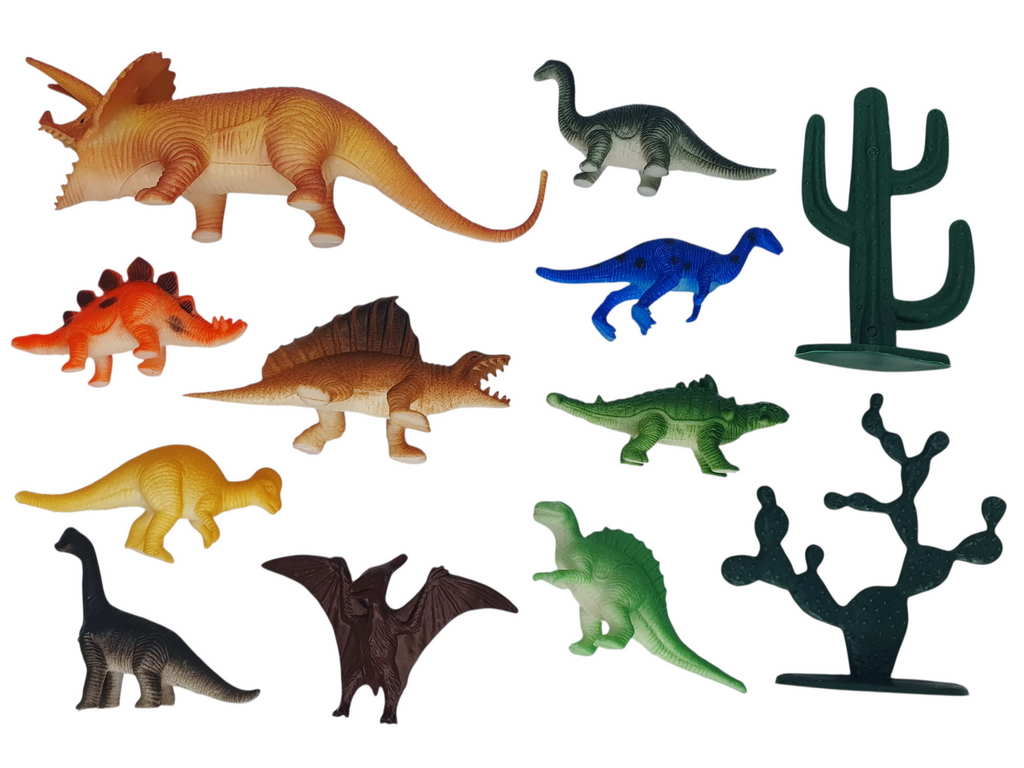 Набор фигурок динозавров Dino World, 12 элементов с растениями
