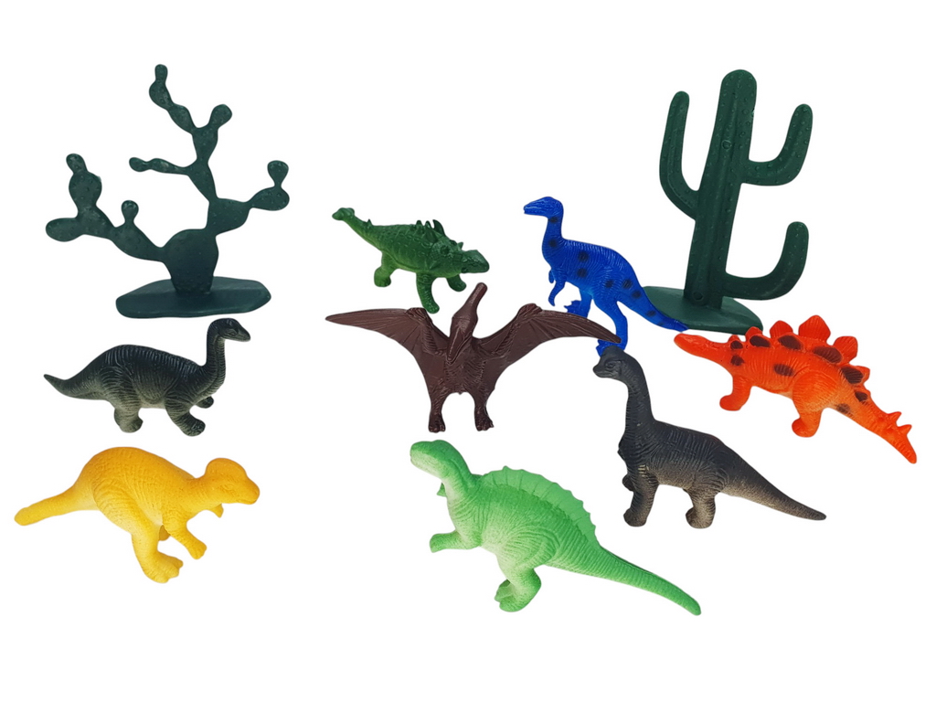 Набор фигурок динозавров Dino World, 12 элементов с растениями