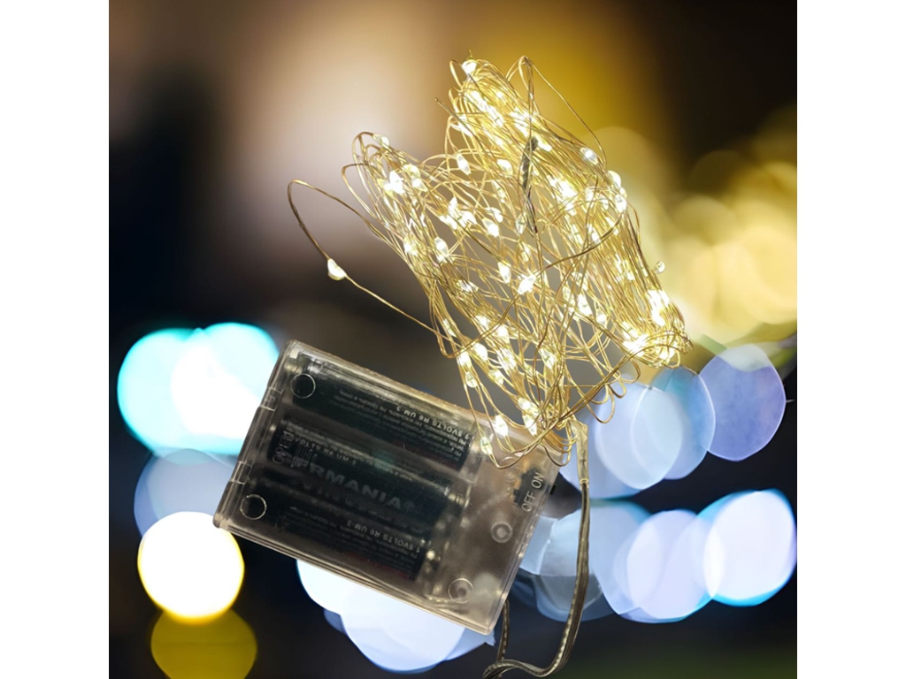 Гірлянда світлодіодна тепла біла, 5 м, 50 LED, на батарейках