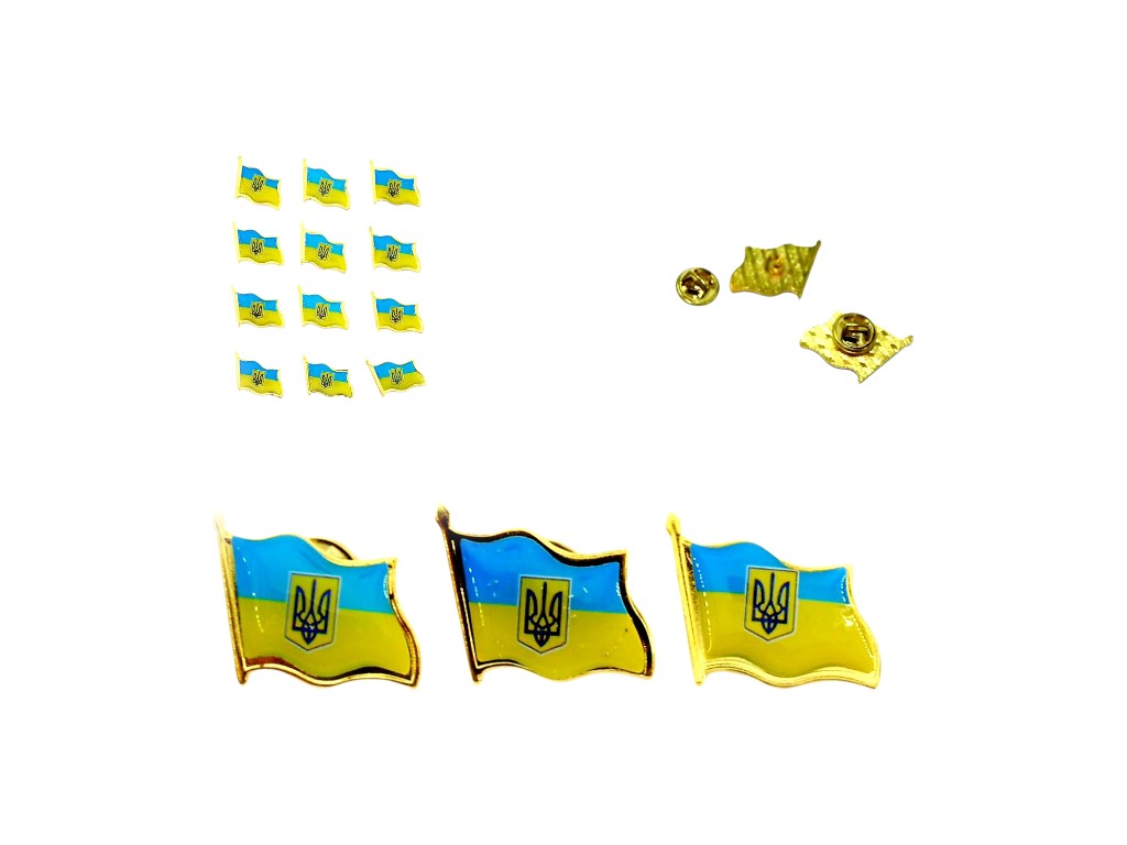 Металлический флаг Украины с гербом, микс дизайнов (цена за 1шт)