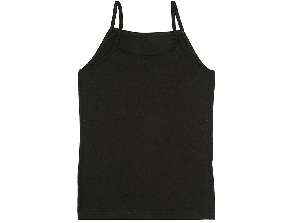 Майка для девочки хлопчатобумажная на тонких бретелях черная мод.1. Рост 146. LEGGERI 117001