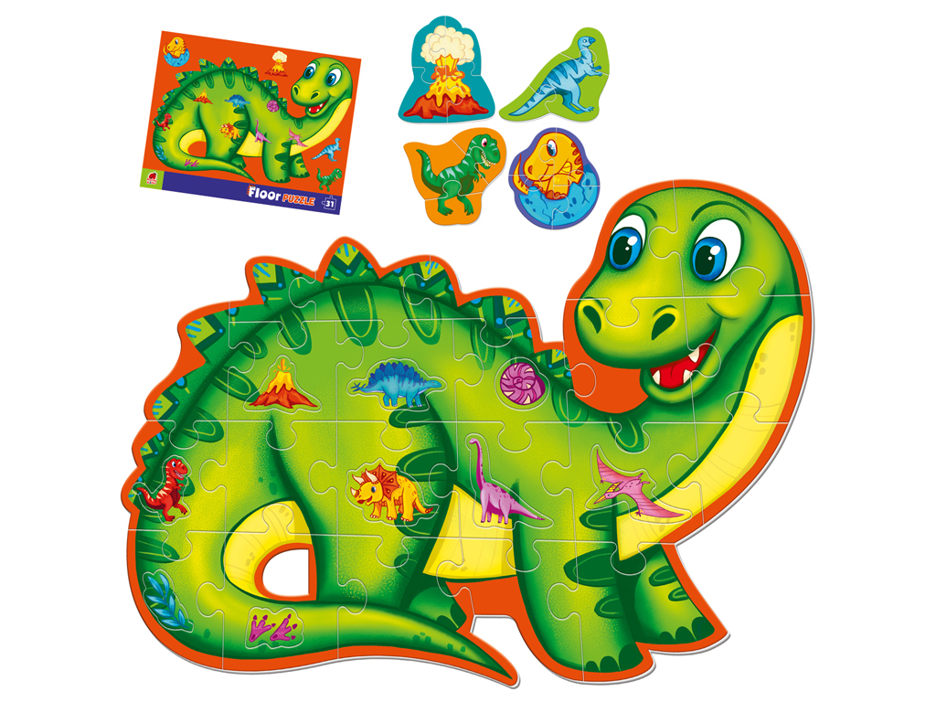 Пазл напольный Dinosaurs 324698, 31 элемент, 30 см, 3 минипазла, Roter Kafer