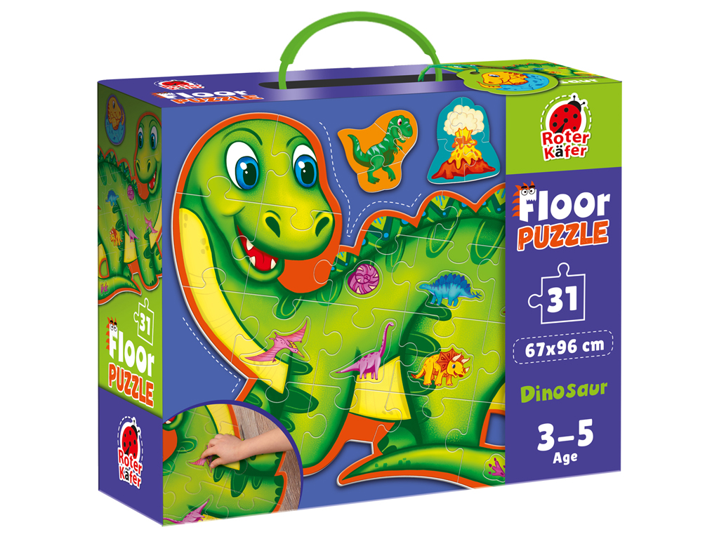 Пазл напольный Dinosaurs 324698, 31 элемент, 30 см, 3 минипазла, Roter Kafer