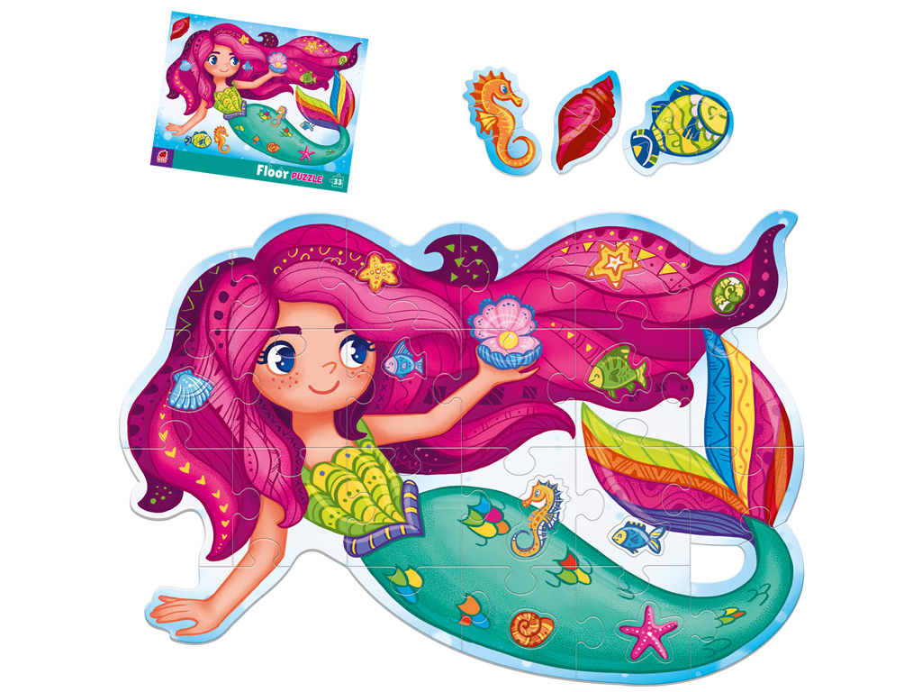Пазл напольный Mermaid 324699, 31 элемент, 30 см, 3 минипазла, Roter Kafer