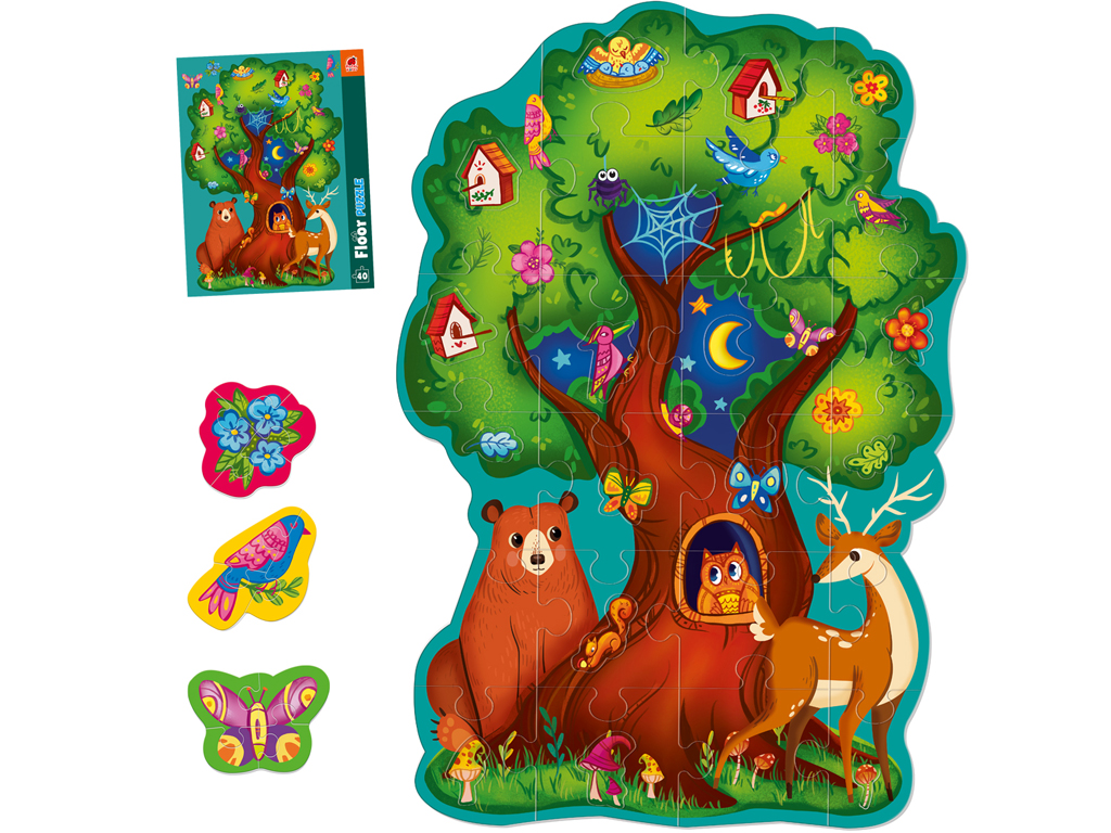 Пазл підлоговий Forest Animals 325228, 40 елементів, 67×96 см, 3 мініпазли, Roter Kafer