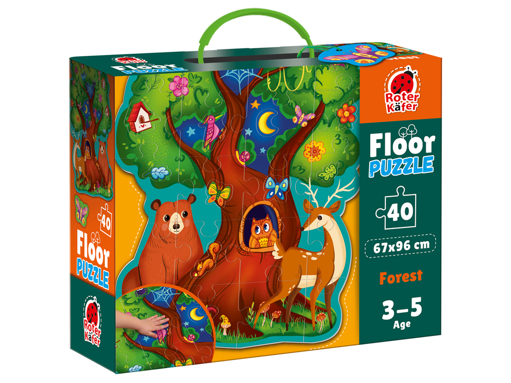Пазл підлоговий Forest Animals 325228, 40 елементів, 67×96 см, 3 мініпазли, Roter Kafer