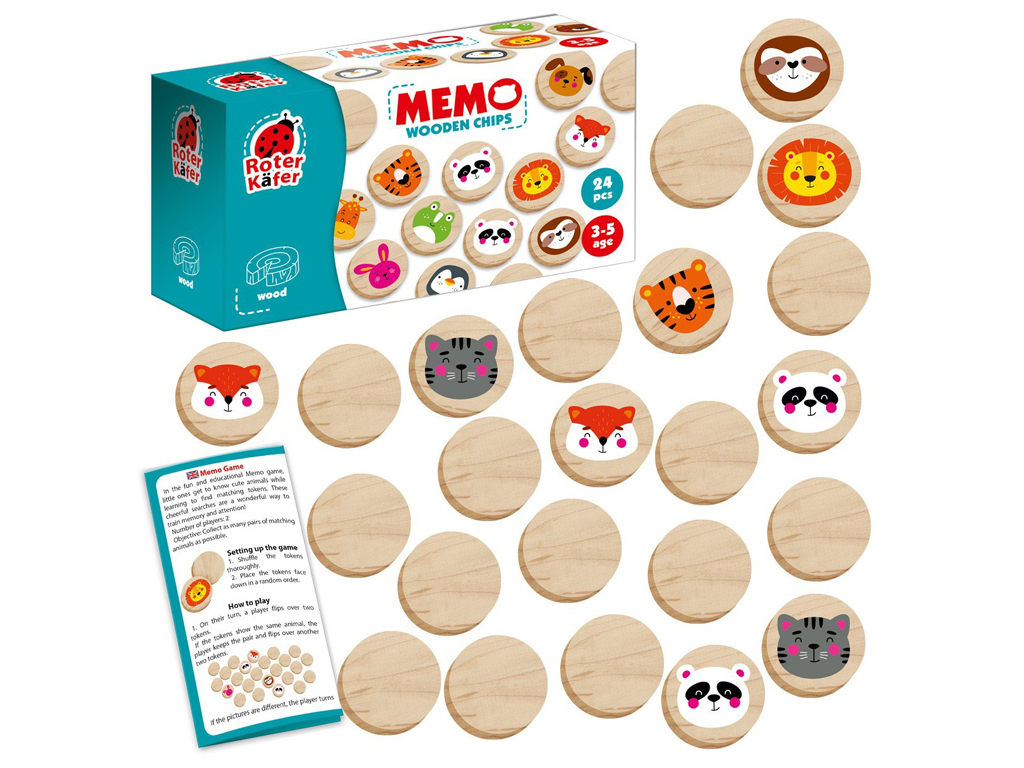 Игра настольная мемо Животные RW4014, 24 шт, развитие памяти, Roter Kafer