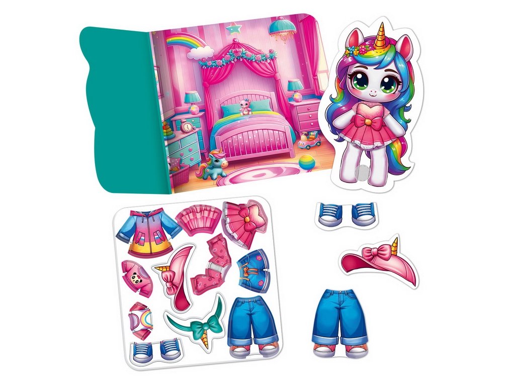 Гра з липучками Єдиноріжка, Vladi Toys, набір одягу та фон для перевдягання