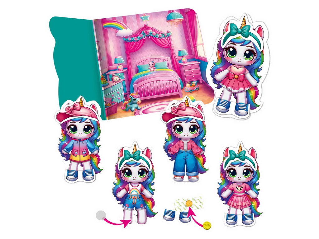 Гра з липучками Єдиноріжка, Vladi Toys, набір одягу та фон для перевдягання