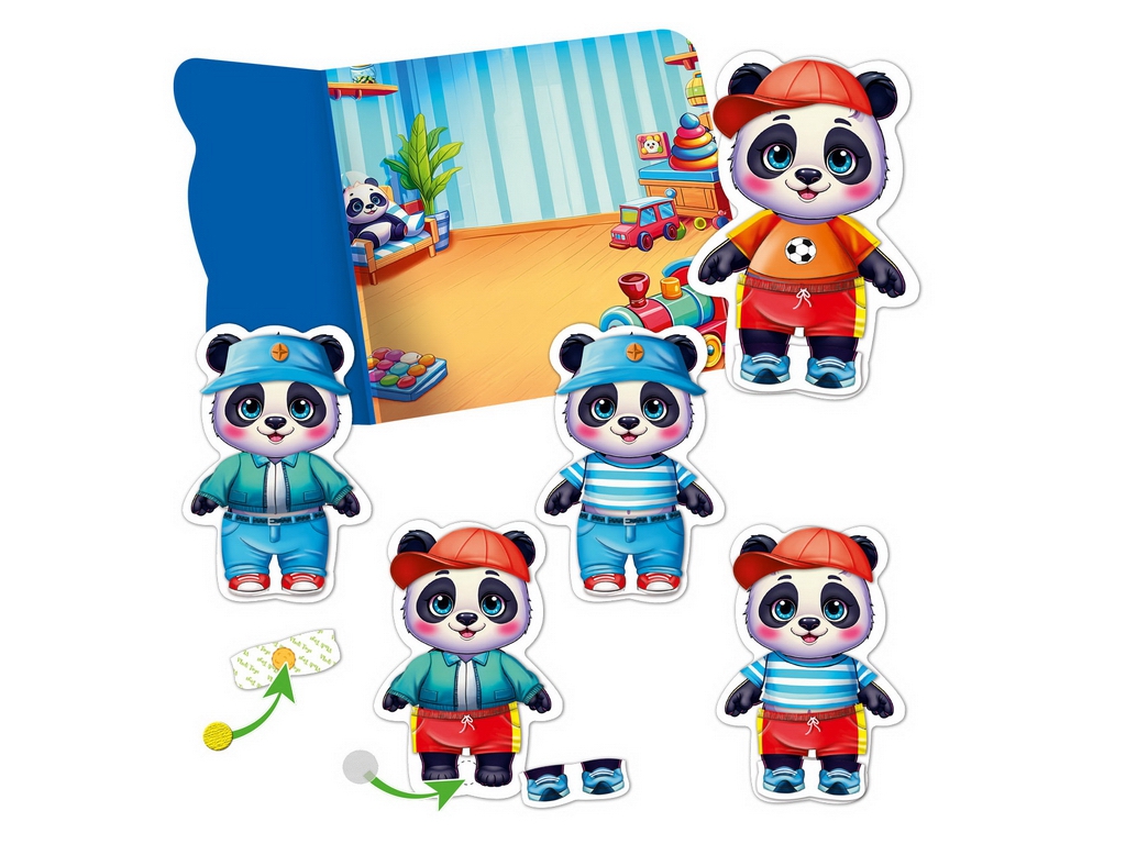 Гра з липучками Панда, Vladi Toys, набір одягу та фон для перевдягання